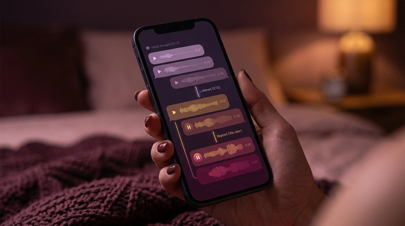 Voice-note dirty talk escalation on adult chat