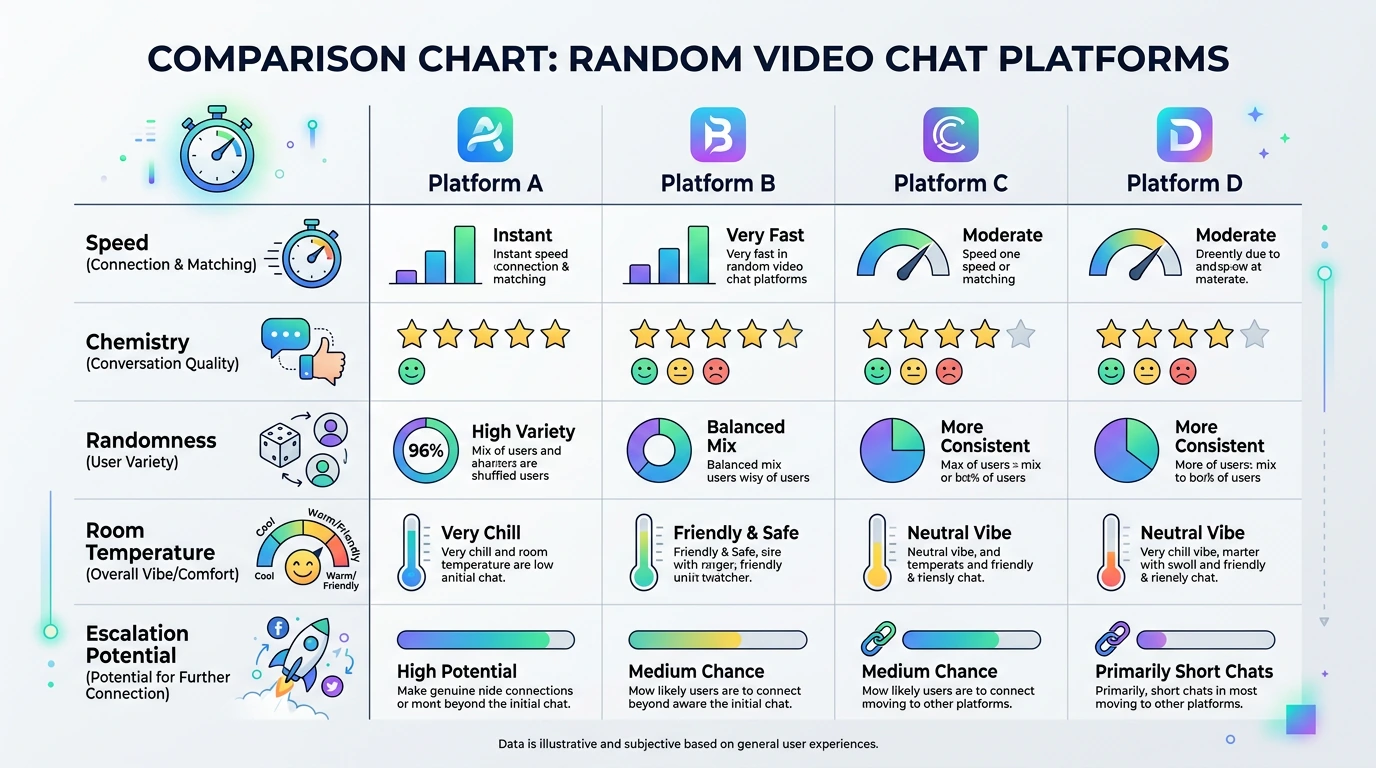 Chatroulette and Omegle vibe comparison chart