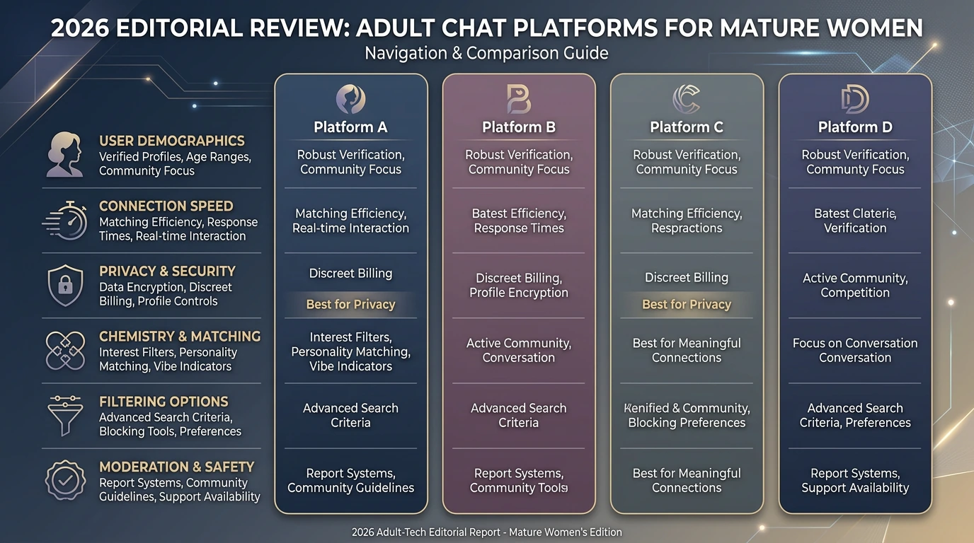 Comparison of adult chat platforms for mature women chats in 2026