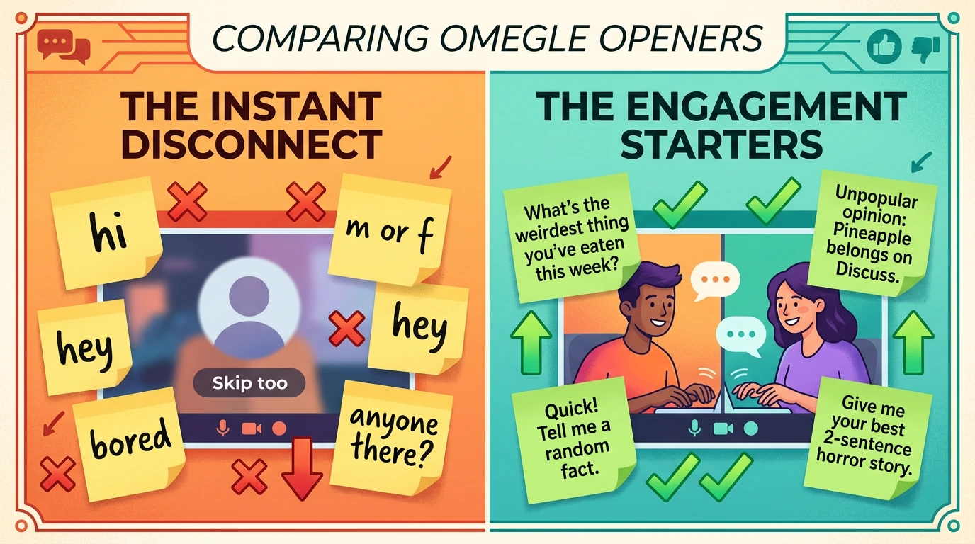 Adult Omegle openers that fail versus openers that get replies